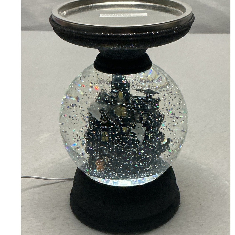 Celebrate Together Halloween Haunted House LED Snow Globe Candle Holder Black 9"